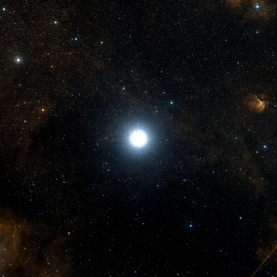 A real bright star, telescopically imaged